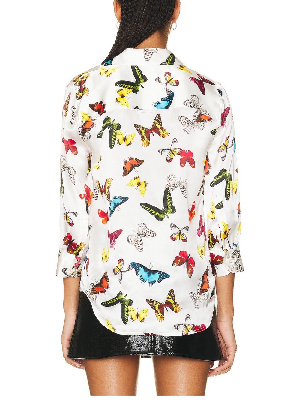L'AGENCE Dani Silk Blouse Butterfly Print XS - Picture 2 of 7
